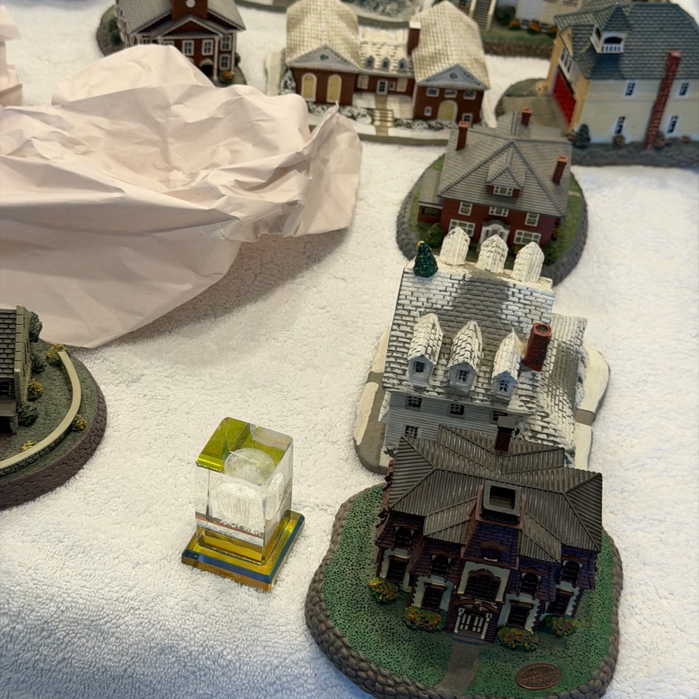 Miniature Village Set with Snow-Covered Houses